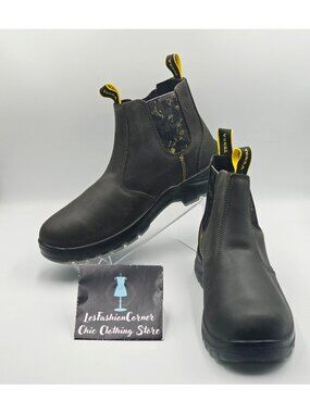 Terra Men's Black Leather Chelsea Soft Toe Pull-On Work Boots Size 10 2844